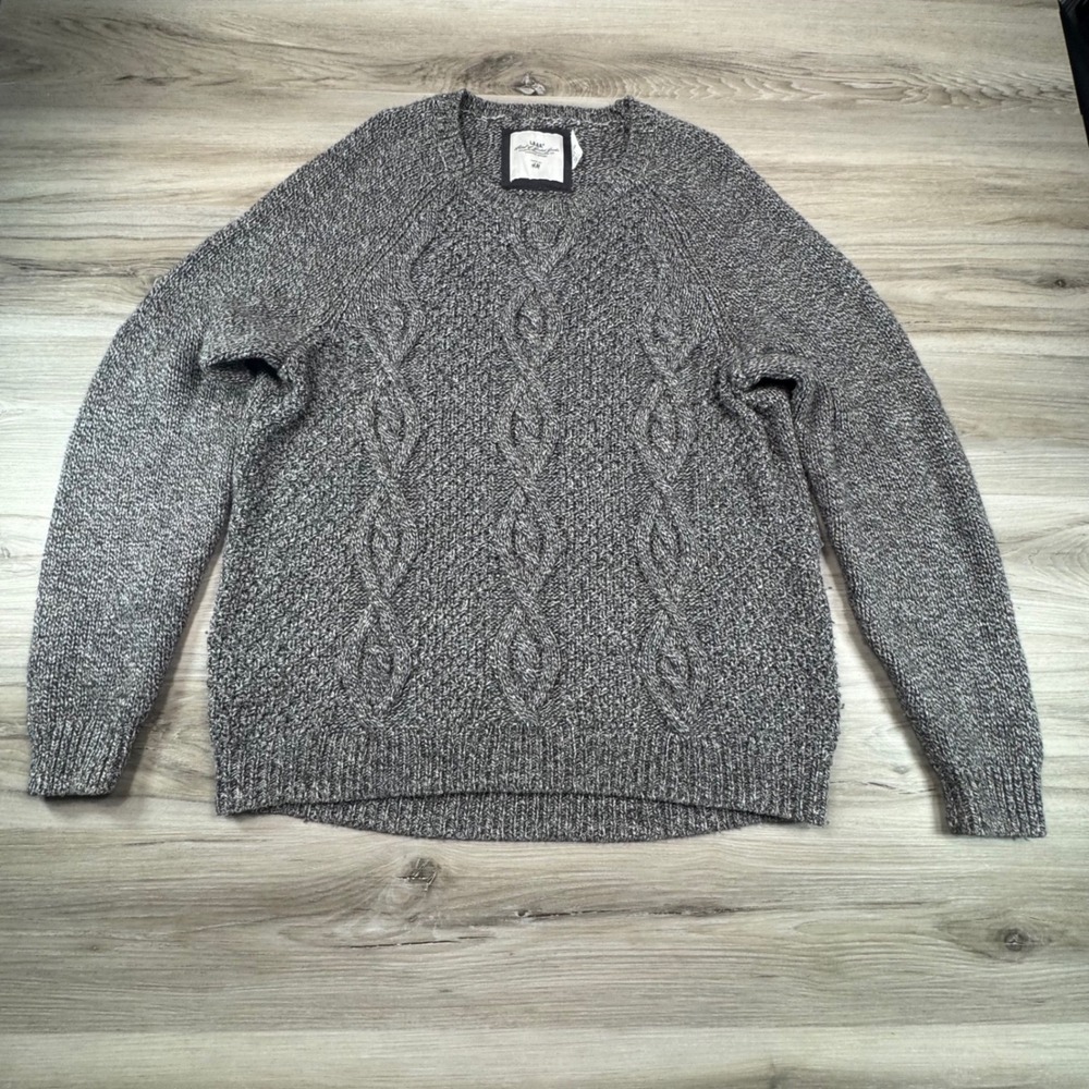 L.O.G.G. by H&M Men's Cable Knit Sweater Dark Grey Size L Wool Blend grandpacore